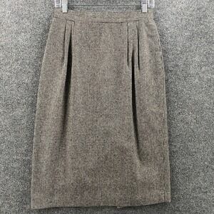 Joan Leslie Wool Skirt Womens 10 Black White Midi Pleated Tweed Old Money Office